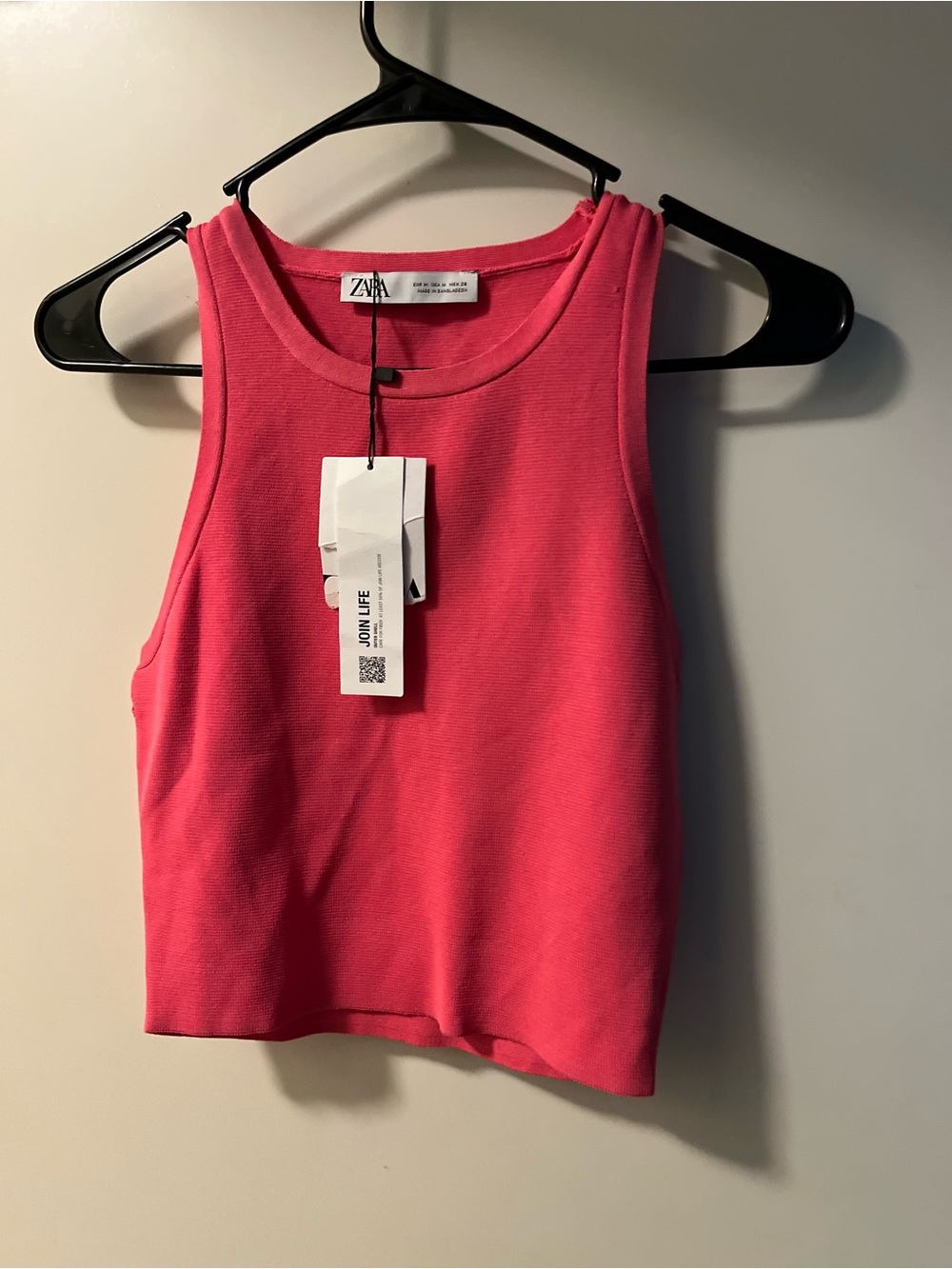 Zara Hot Pink Ribbed Crop Tank